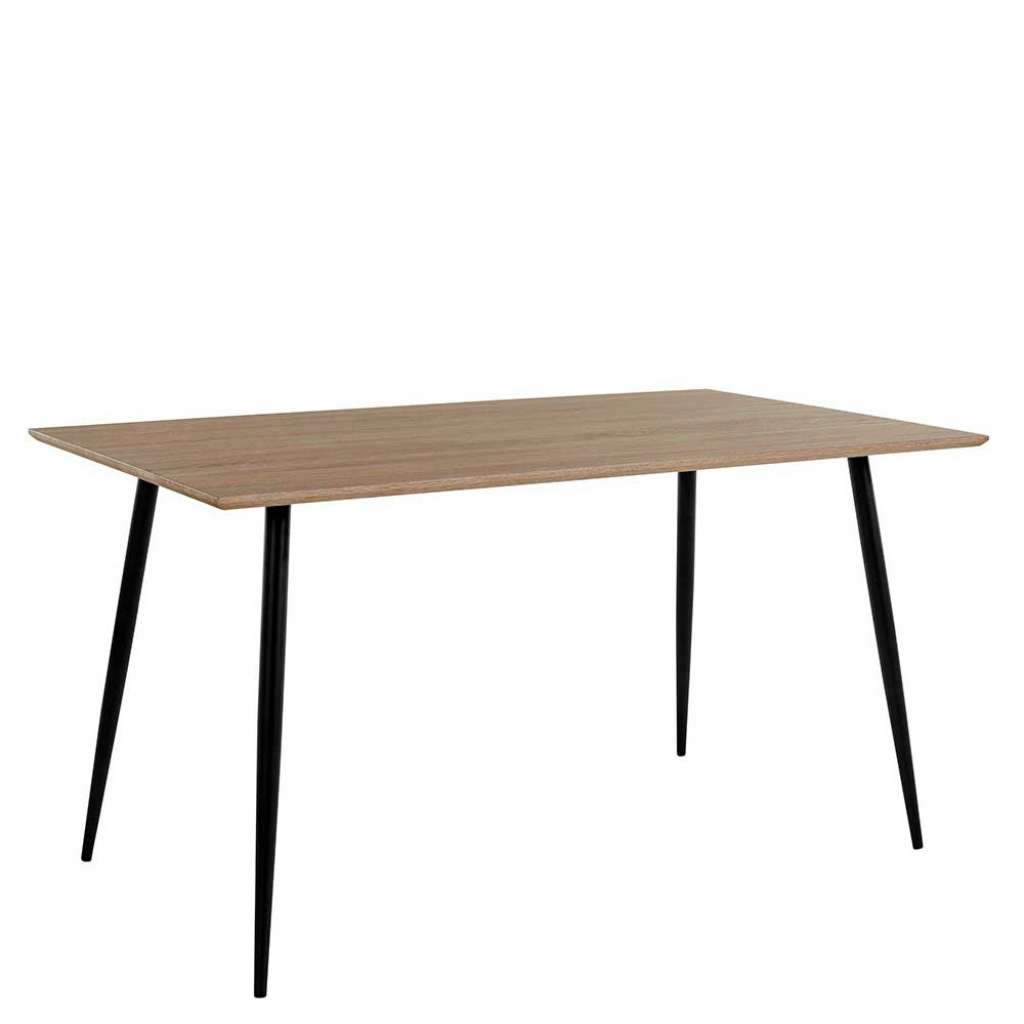 Küchentisch Retro Stil in Eichefarben Vierfußgestell aus Metall