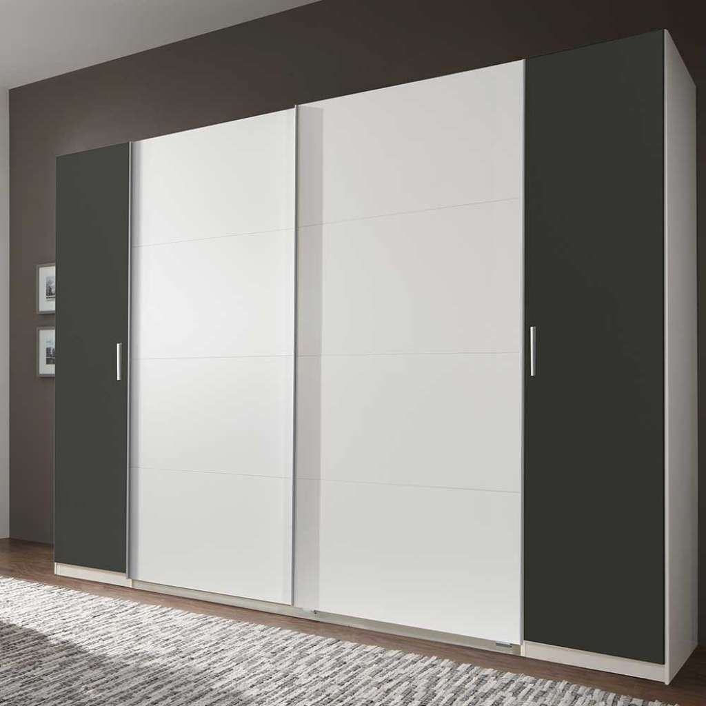 Moderner Kleiderschrank in Weiß und Dunkelgrau Made in Germany