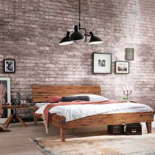 Bett aus Akazie Massivholz Industry und Loft Stil