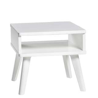 Weißer Nachttisch aus Buche Massivholz lackiert 42 cm hoch