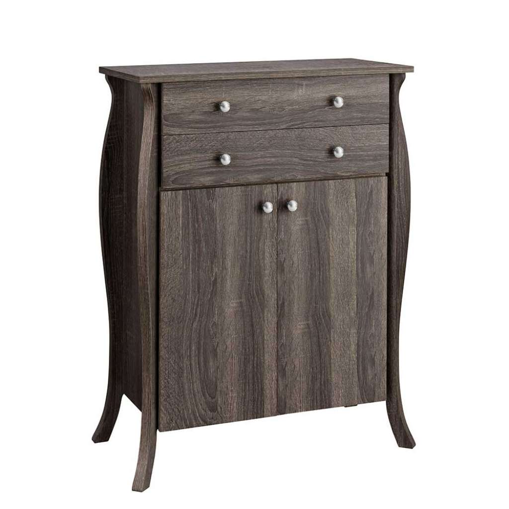 Badezimmer Kommode in Eiche Grau zwei Schubladen und Türen