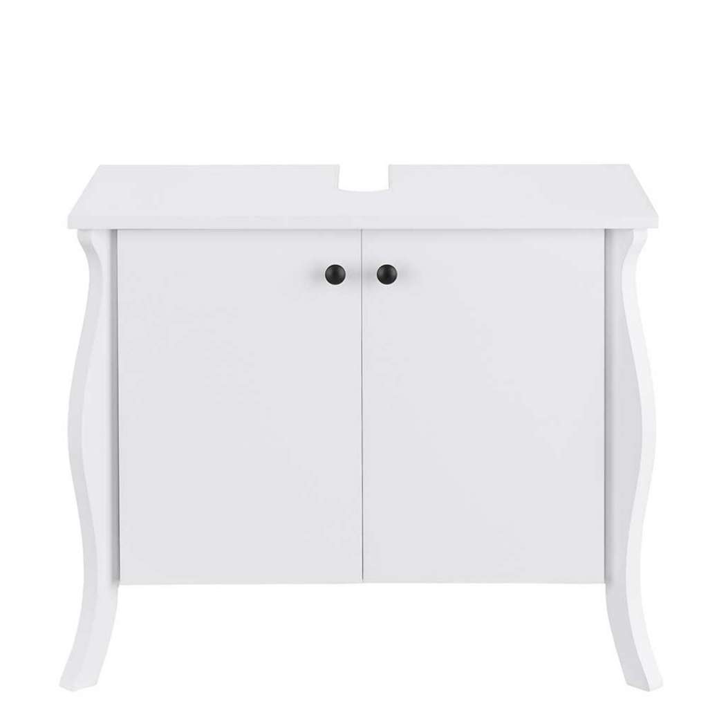 Weißer Waschbeckenunterschrank mit zwei Türen Barockstil