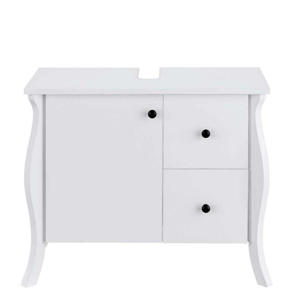 Waschbeckenunterschrank in Weiß Tür und zwei Schubkästen