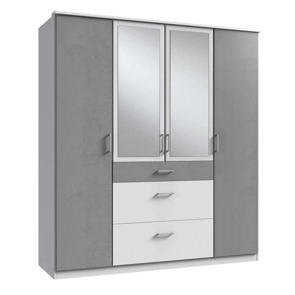 Drehtürschrank mit drei Schubladen und Spiegeltüren 179 cm breit