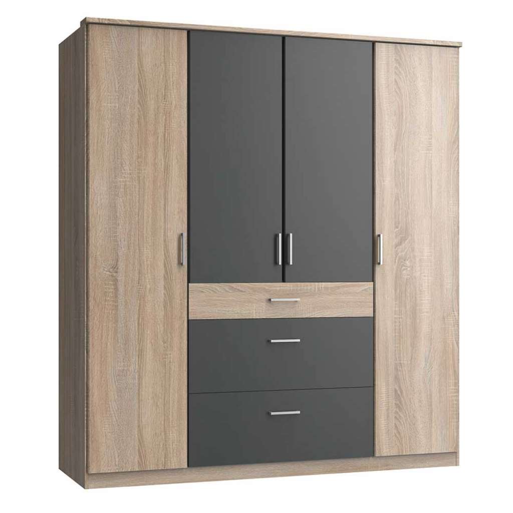 Drehtürenkleiderschrank modern mit drei Schubladen Made in Germany