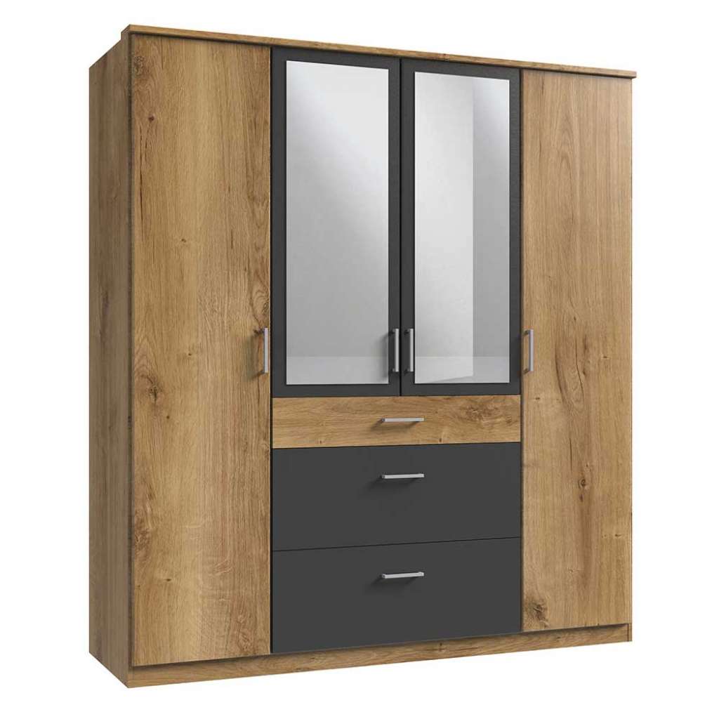 Drehtürschrank mit Schubladen und Spiegeltüren Made in Germany