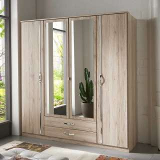 Eiche San Remo Kleiderschrank mit Spiegeltüren zwei Schubladen