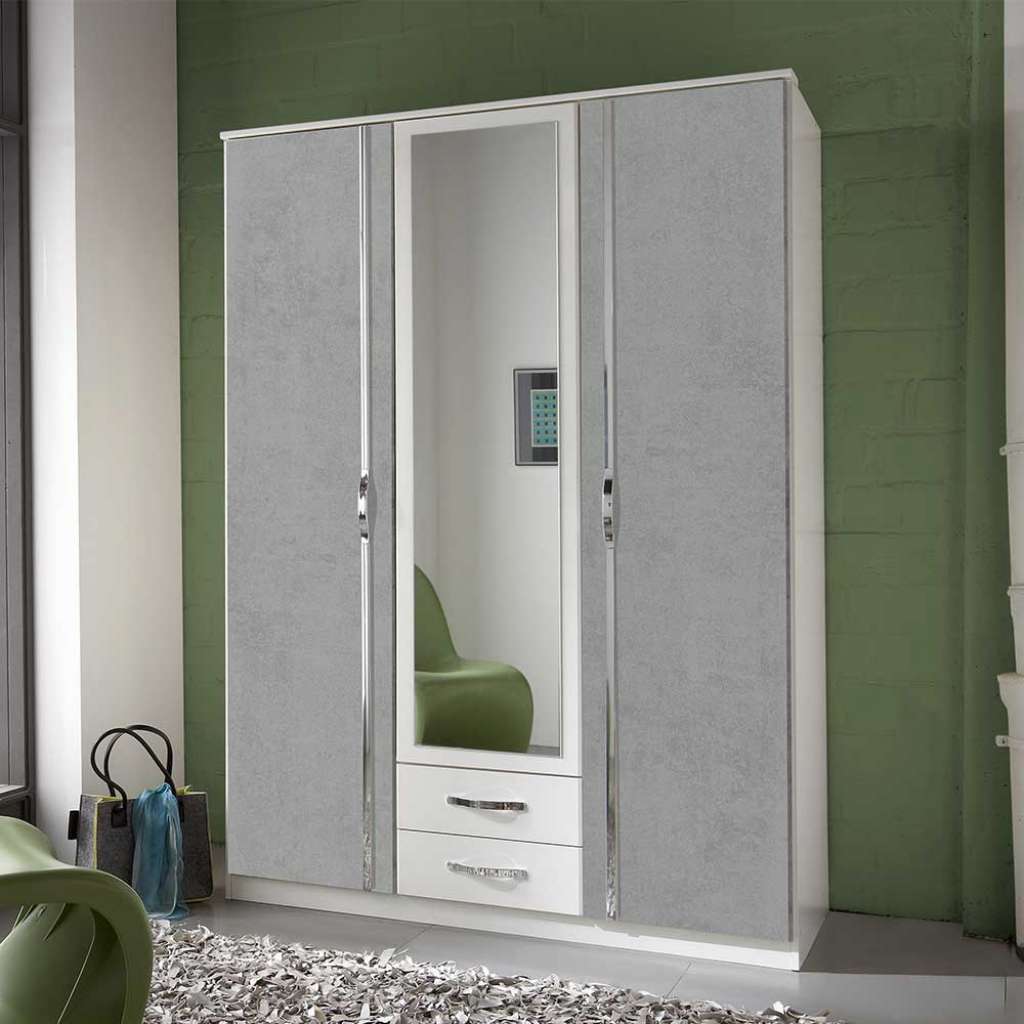 Jugendkleiderschrank 135 cm breit in modernem Design zwei Schubladen