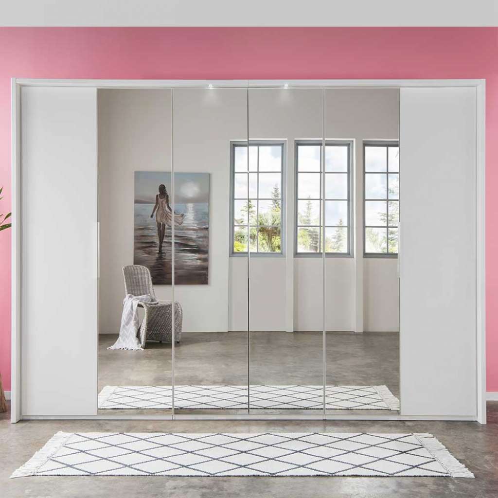 Weißer Kleiderschrank mit Spiegeln Made in Germany 58 cm tief
