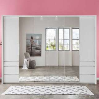 Großer Schlafzimmerkleiderschrank in Weiß Spiegeltüren