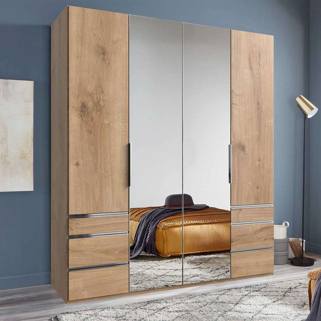 Kleiderschrank mit Spiegeltüren und sechs Schubladen Made in Germany