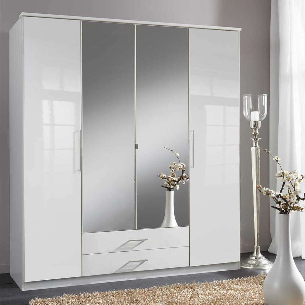 Drehtürschrank mit Spiegeln Weiß 179 cm breit 199 cm hoch