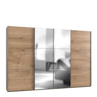 Schiebeschrank in Plankeneiche Holzoptik Spiegeltüren