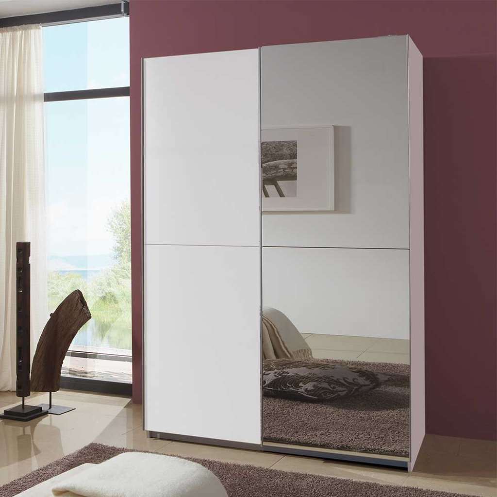Kleiderschrank Schiebetüren Spiegel in Weiß Made in Germany