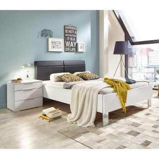 Großes Bett in modernem Design Weiß und Dunkelgrau