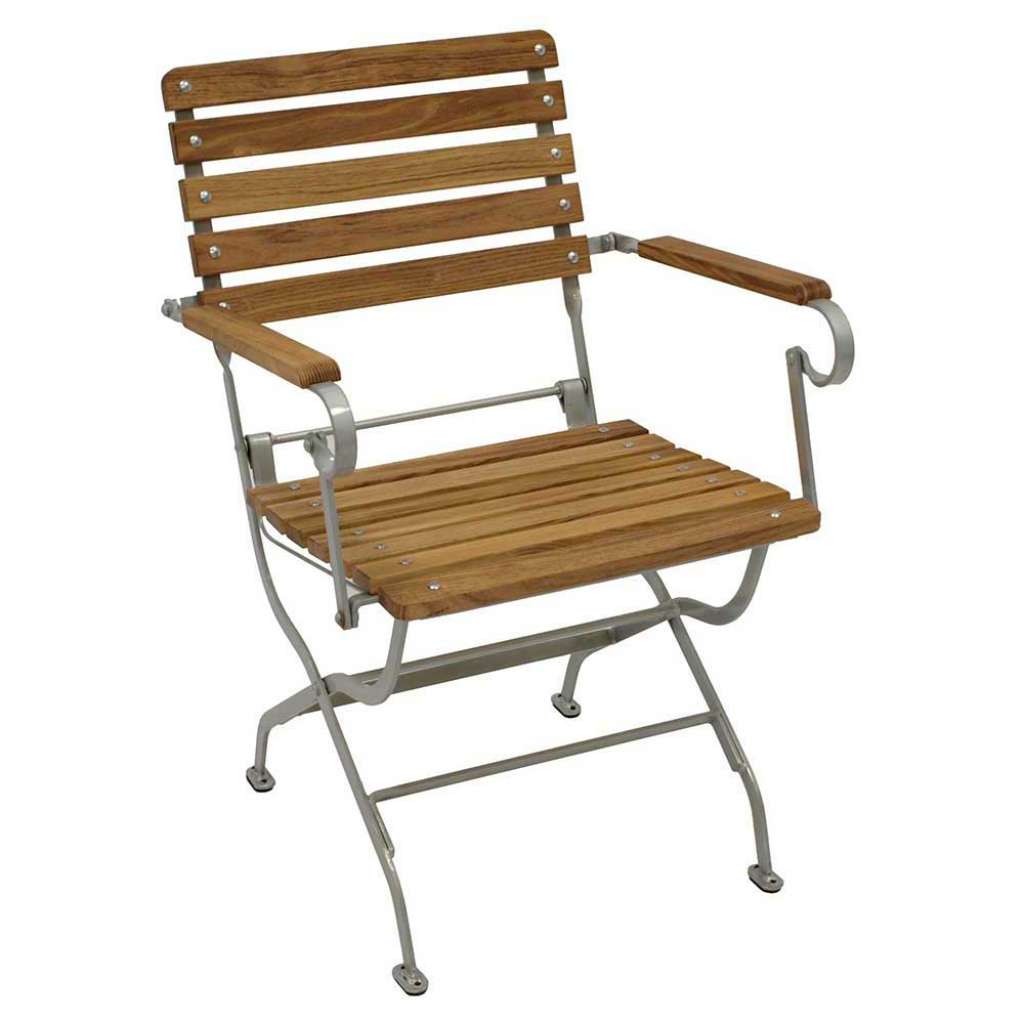 Gartenklappstuhl mit Armlehnen aus Robinie und Stahl 58 cm breit