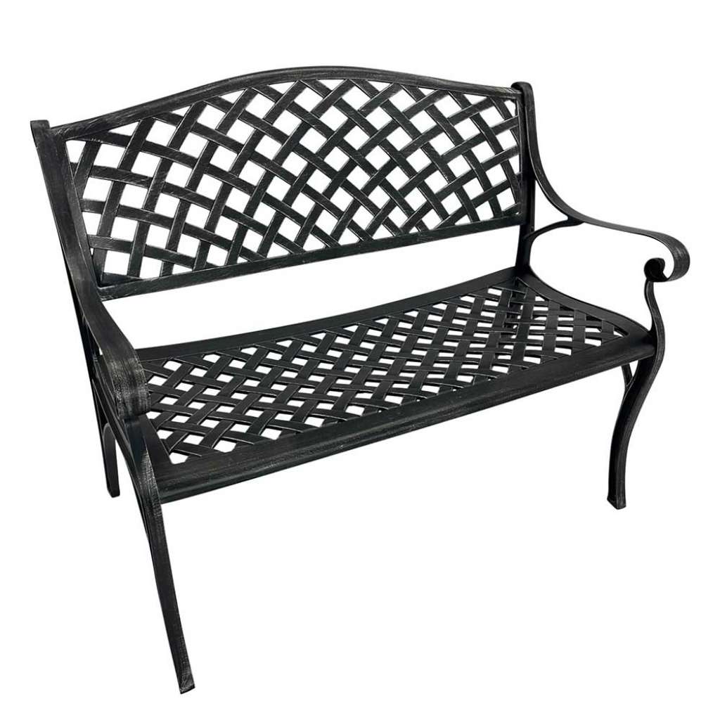 Metall Gartenbank Antikgrau aus Aluguss Armlehnen