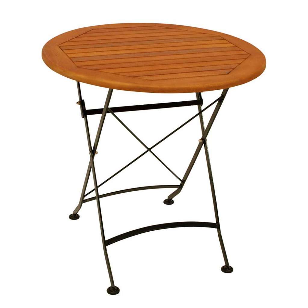 Klapptisch Outdoor rund 75 cm Durchmesser Eukalyptusholz & Stahl