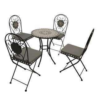 Balkon Bistro Set 3-teilig im Retrostil mit Keramik Mosaik