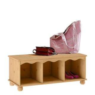 Garderoben Sitzbank aus Kiefer Massivholz Ablage für Schuhe