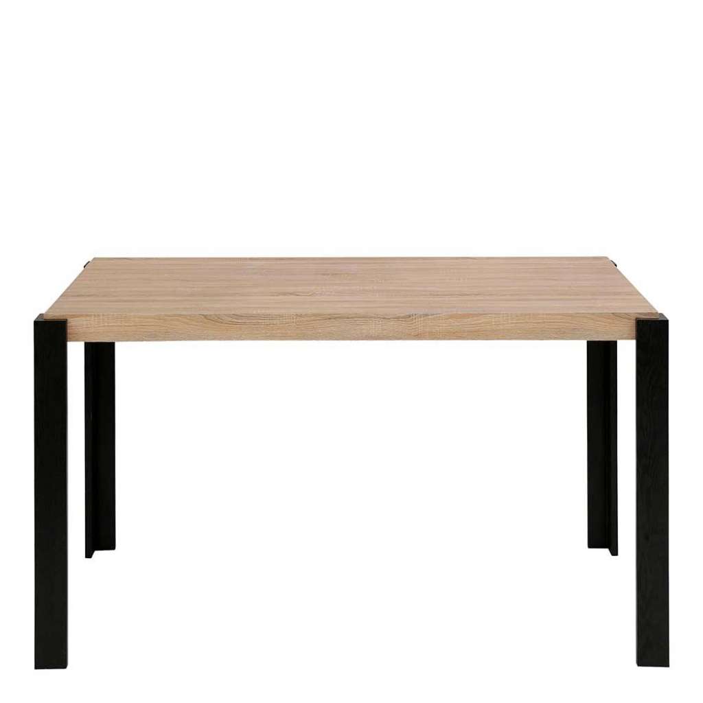 Esszimmertisch modern in Eichefarben und Schwarz 76 cm hoch