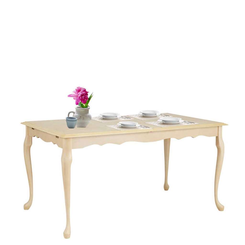Esszimmer Tisch ausziehbar in Cremefarben Vintage Look