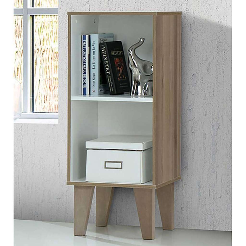 Kleines Bücher Regal in Birkefarben und Weiß 79 cm hoch