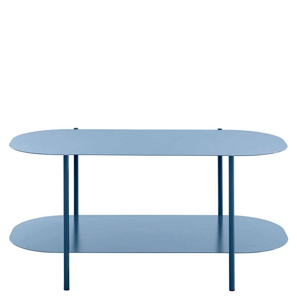 Couchtisch Metall Petrol in modernem Design ovaler Tischplatte