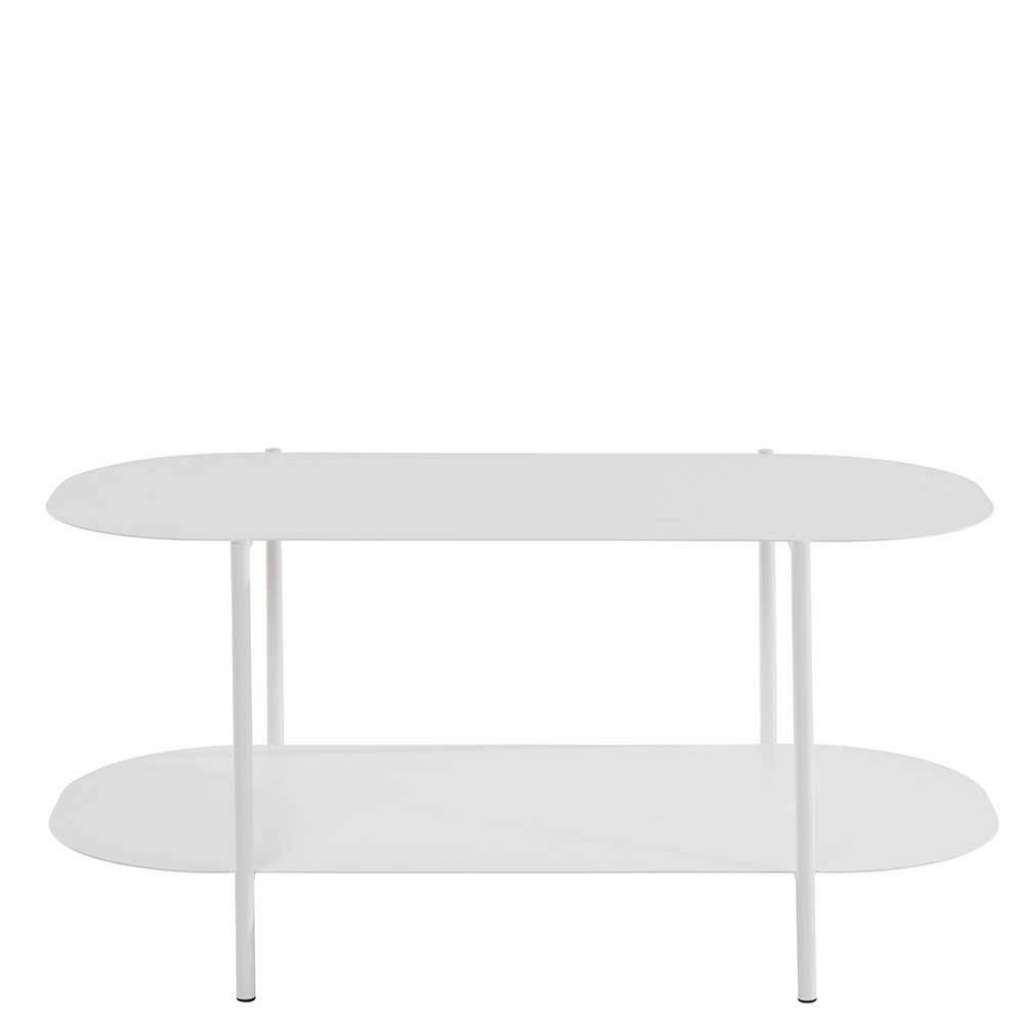 Weißer Metall Wohnzimmer Tisch in ovaler Form 100 cm breit