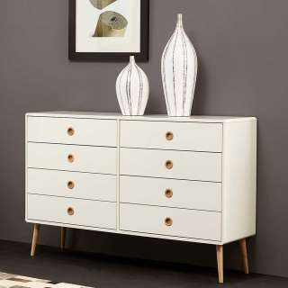 Esszimmersideboard in Weiß und Eichefarben Skandi Design