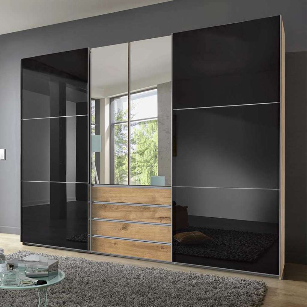 Moderner Schlafzimmerkleiderschrank mit Dreh- und Schiebetüren 300 cm breit