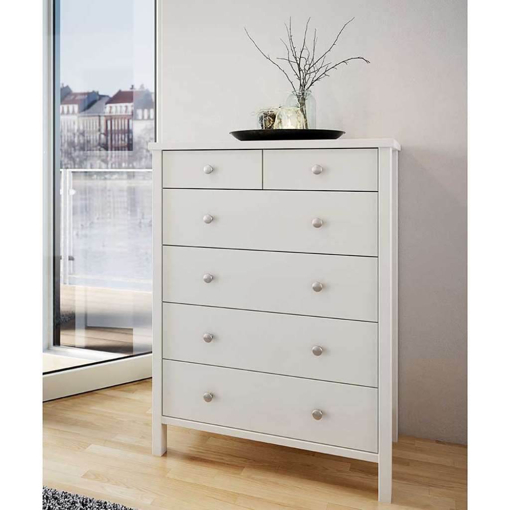 Weiße Schubkastenkommode 106 cm hoch 80 cm breit