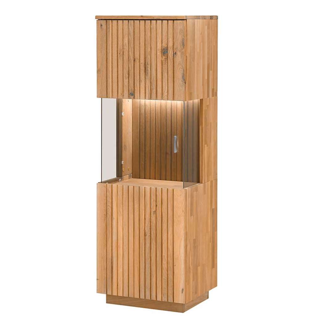 Esszimmer Vitrinenschrank aus Wildeiche Massivholz LED Beleuchtung