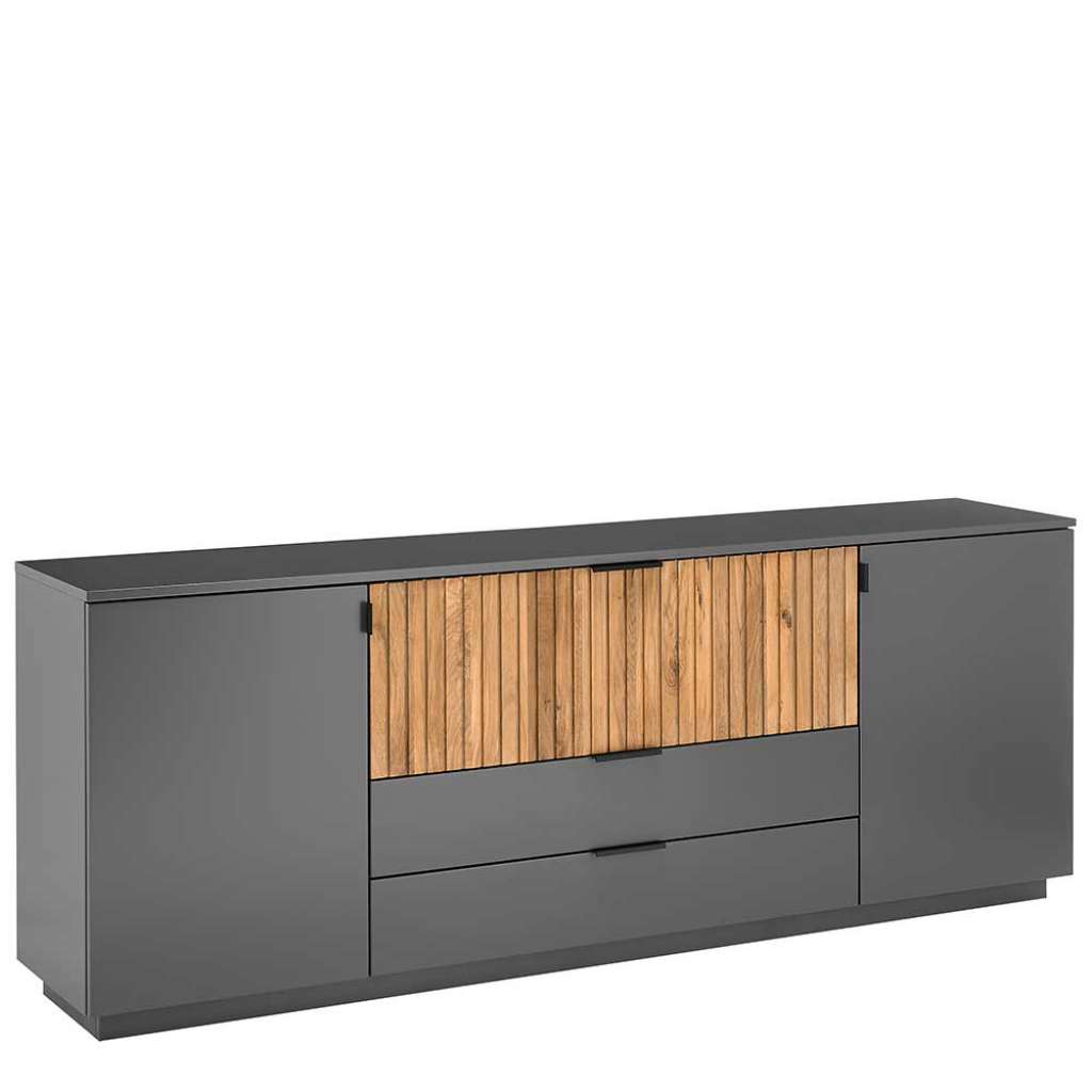 Große Kommode in Eiche Bianco und Anthrazit modernem Design