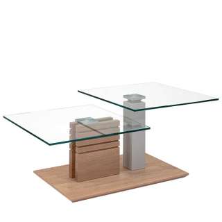 Design Wohnzimmertisch mit zwei Glasplatten höhenverstellbar