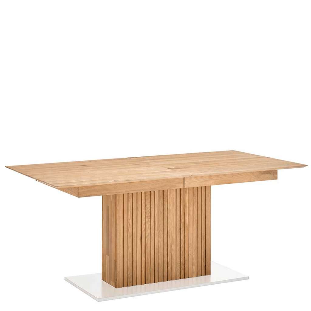Esszimmertisch modern in Eiche Bianco und Weiß zwei Einlegeplatten