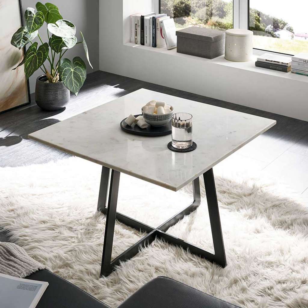 Salontisch mit quadratischer Tischplatte Marmor und Metall