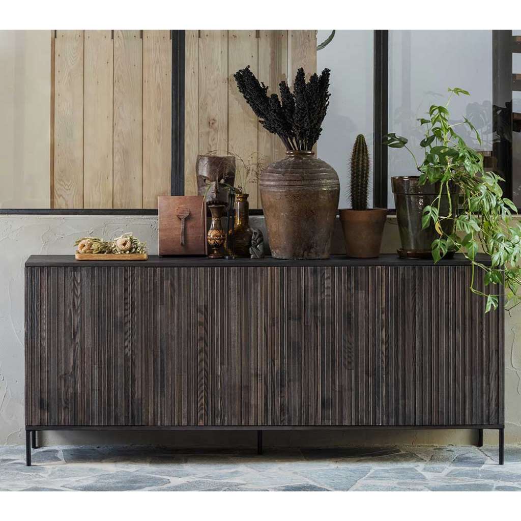 Esszimmersideboard in modernem Design Esche dunkelbraun und Schwarz