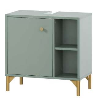 Badezimmer Unterschrank in Graugrün und Goldfarben Made in Germany