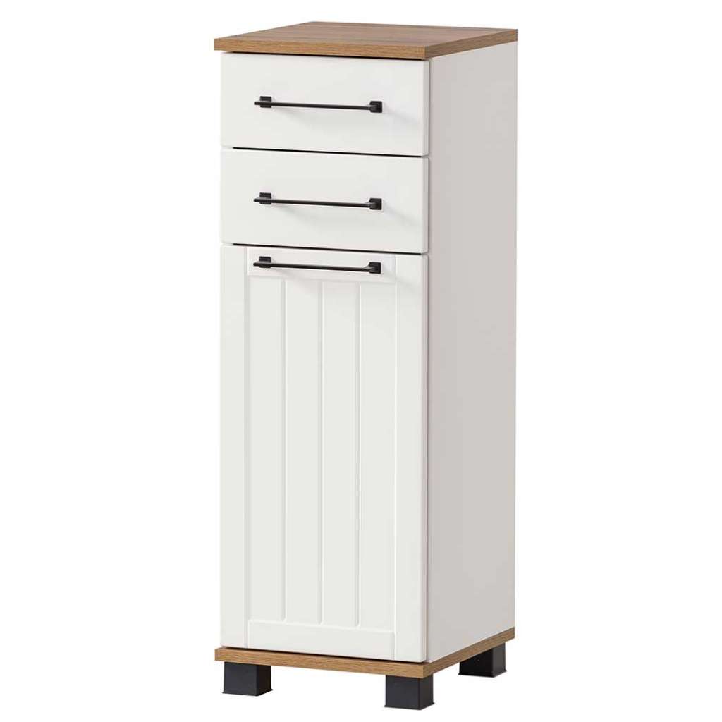 Badezimmer Unterschrank in Eichefarben und Weiß Landhausstil