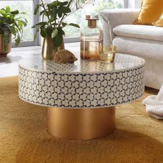 Design Wohnzimmer Tisch mit Kunstharz Platte Säulengestell