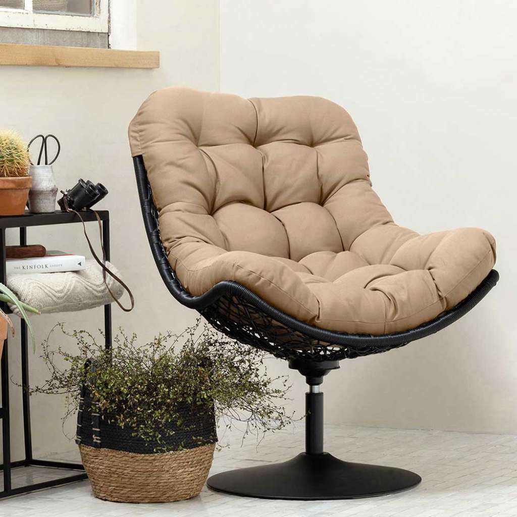 Outdoor Sessel drehbar im Retrostil Untergestell aus Metall