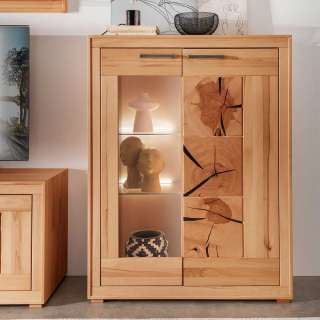 Wohnzimmer Highboard massiv aus Kernbuche und Hirnholz 135 cm hoch