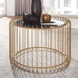 Moderner Couchtisch in Goldfarben schwarzer Glasplatte