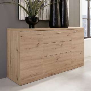 Esszimmersideboard modern in Wildeichefarben drei Schubladen