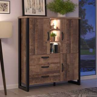 Highboard mit Schubladen im Industry und Loft Stil 155 cm hoch