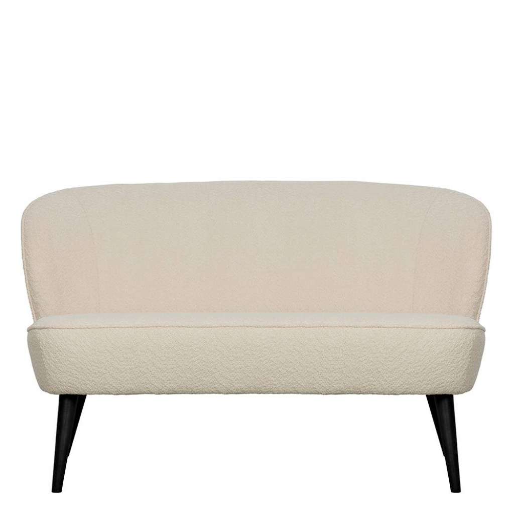 Retro Stil Zweier Sofa in Cremefarben Vierfußgestell aus Holz