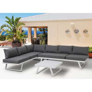 Lounge Gartenmöbel Set in Anthrazit und Grau 192 cm breit (zweiteilig)