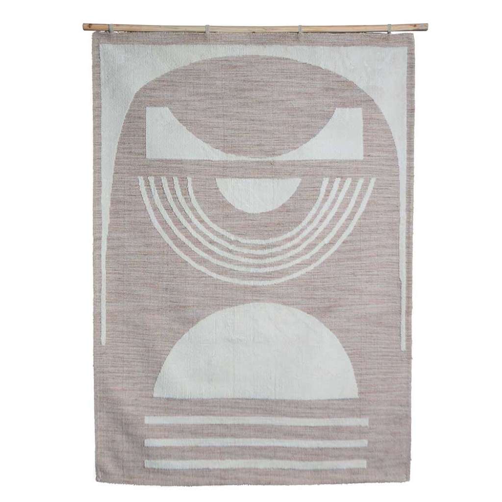 Wandteppich Skandi Stil in Beige und Cremeweiß geometrischem Muster