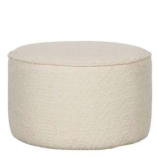 Hocker Cremeweiss aus Boucle Stoff 60 cm Durchmesser